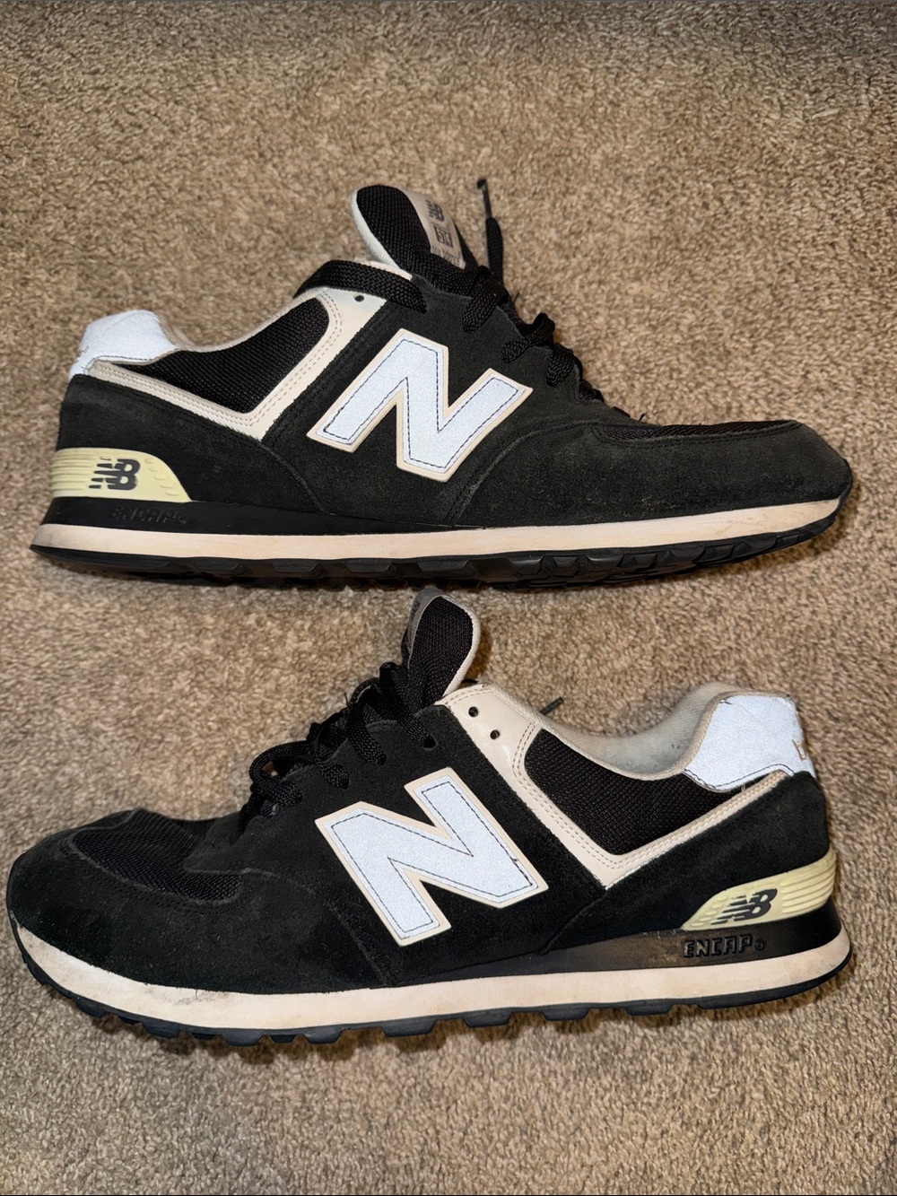 New Balance 574 Black and White Low-Top Sneakers